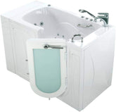 Ellas Bubbles Capri Acrylic Air and Hydro Massage and Heated Seat Walk-In Bathtub with Right Outward Swing Door, 2 Piece Fast Fill Faucet, 2" Dual Drain, White, 30x52x45, OA3052DH2P-R